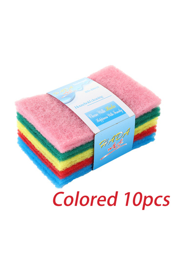 Choice 10pcs Colored 10/20/30PCS Scrub Pads Household Kitchen Oil Removal Dishwashing Pot Pads Scratch Free