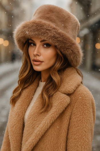 Luminos Butik Дебела плюшена шапка сърце от норка - Шапка Топла стилна защита от студ Spk1143