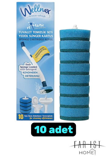 Wellnax breeze refresh Kullan At 10 Adet Deterjanlı Tuvalet Yedek Süngeri X1