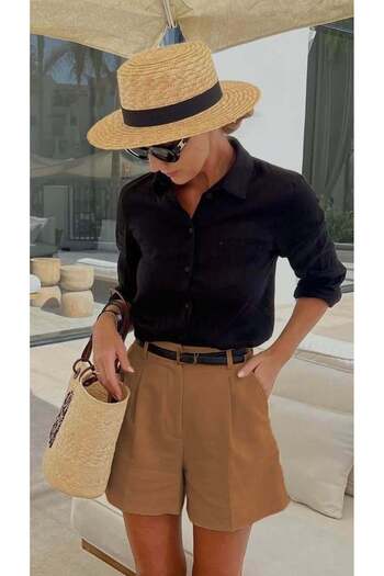Madmext Mink Pleated Women's Shorts Mg2518