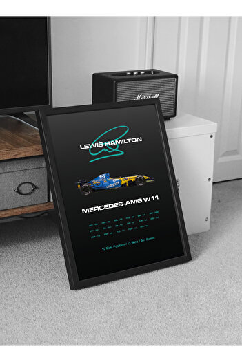 Wooden Factory Lewis Hamilton Mercedes F1 Black Framed Poster Painting - Digital Design Wall Decor