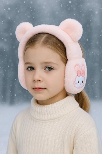 TAKIŞTIR Açık Pembe Renk Tavşan Figürlü Peluş Çocuk Kulaklık