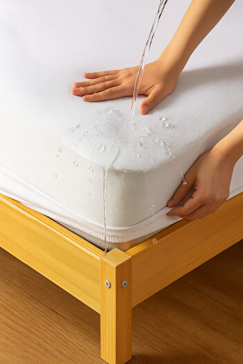 Nart Home Yatak Alezi Micro Kumaş Fitted Full Kenar Sıvı Geçirmez Yatak Koruyucu Beyaz