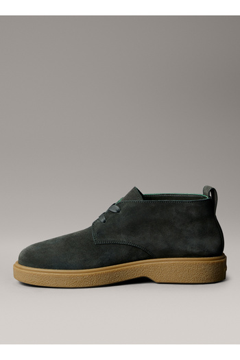 Calvin Klein Kožené khaki pánské boty TEXT RUBBER DESERT BOOT SU