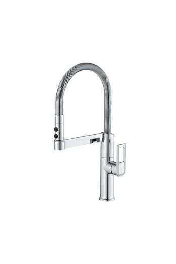 Sanlux Silver Kitchen Faucet, 49 cm, With Pull-out Spray and 360° Rotation, VST56