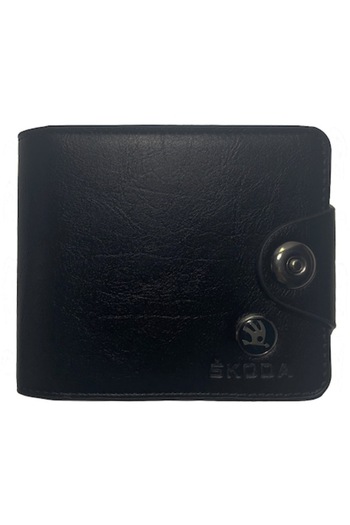 OEM Men's Wallet Made of Eco-Leather, Skoda Model, Magnetic Clasp Closure, Black