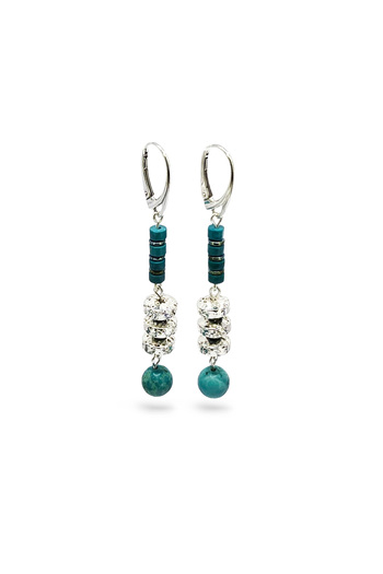 Lexy's Boutique Cercei handmade, din argint 925, Lexy's Boutique, pietre semipretioase turcoaz, hematit si lava