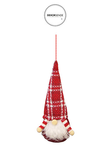 Dekorsende Christmas Ornament Striped Hanging Santa Claus Red White 35 cm