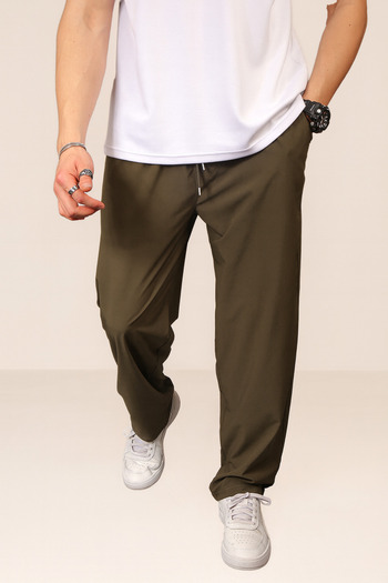 EydaMoon Men's Baggy Loose Cut Parachute Fabric Elastic Waist Trousers