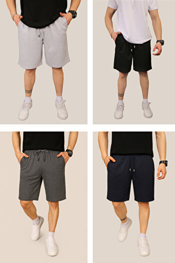 EydaMoon Men's Bermuda Regular 2 Thread Basic Summer Relaxed Cut Shorts