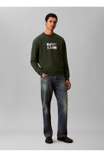 Calvin Klein Crew Neck Green Men's Sweatshirt Lv04Ld242Gllg_Ls Eu 350Terry Calvin