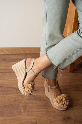 Modanizm Odigo Nude Sandals - Flower Detailed