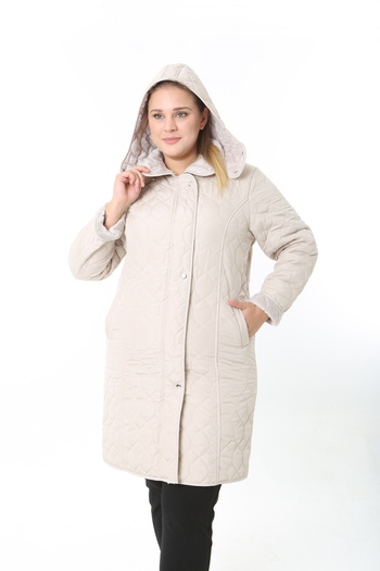 TUTveAL Collection Water-Repellent Coat, Plus-Size Coat, Quilted, Fur-Lined Coat, Winter Coat, Hooded Coat,