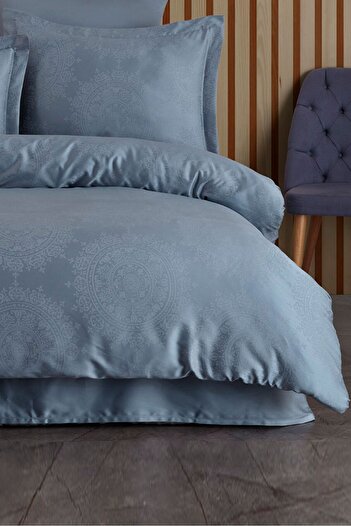 VAROL Liyosel Jacquard Duvet Cover Set Single - Nothingham Indigo