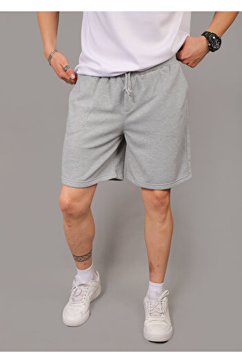 EydaMoon Unisex Pique Fabric Relaxed Cut Double Leg Elastic Waist Lace up Shorts & Bermuda