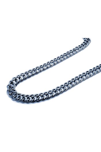 X-Lady Accessories Kalın 6mm Sık Aralıklı Yassı Zincir Siyah Renk
