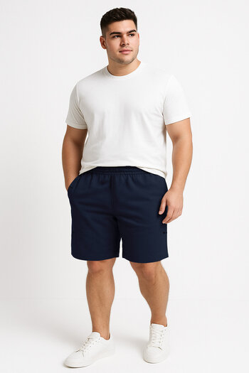 TOMMY LIFE Navy Blue Comfortable Form Lace-Up Pocket Detailed Oversized Men's Shorts - 81297