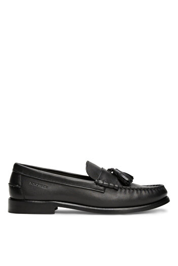 Tommy Hilfiger Černé pánské klasické boty HILFIGER TASSEL LTH LOAFER
