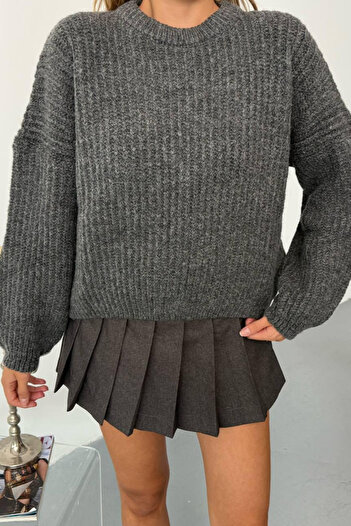 İLKCET MODA Balloon Sleeve Knitwear Oversize Sweater