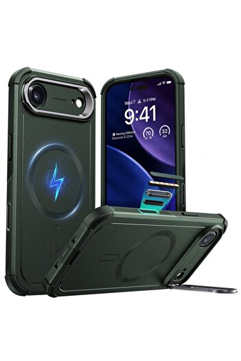 ESR Case for IPhone 17 Air, Cyber Armor Kickstand, Green