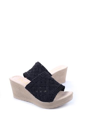 Papuçsepeti 7 Cm Wedge Heeled Straw Women's Slippers - 3856 Model