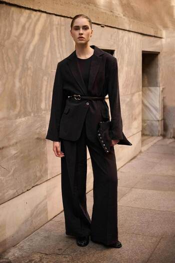 Hooopstore Lyocell Cupra Blazer Black Jacket