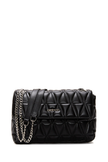Derimod Women's Black Chain Strap Quilted Shoulder Bag 25Abd2004Kp