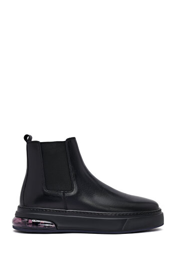 Derimod Men's Black Thick Soled Leather Chelsea Boots 25Wfd631518
