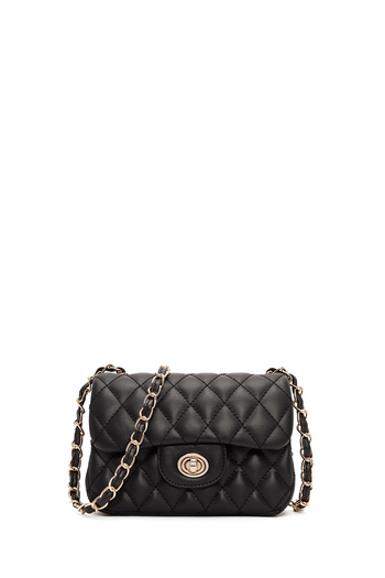 Derimod Women's Black Long Strap Quilted Mini Crossbody Bag 25Abd2003Kp