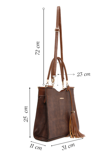 Derimod Women's Tan Printed Long Strap Shoulder Bag 25Wbd263340