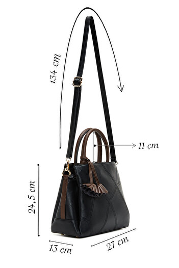 Derimod Women's Black Long Strap Accessory Detailed Shoulder Bag 25Wbd2626Ft