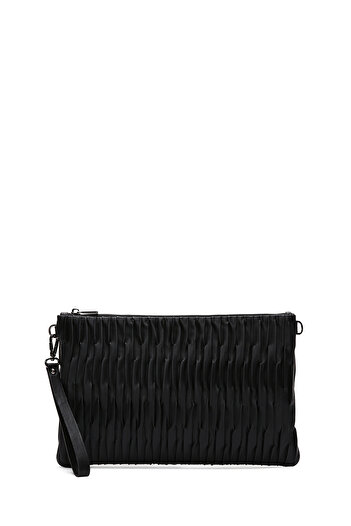 Derimod Women's Black Chain Strap Patterned Portfolio Bag 25Abd220018