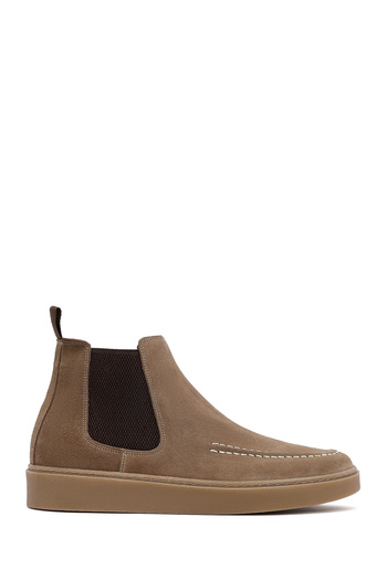 Derimod Men's Beige Suede Leather Chelsea Boots 25Wfd681410