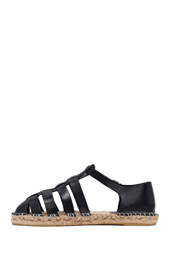 Derimod Women's Black Leather Espadrille 25Sfd206518