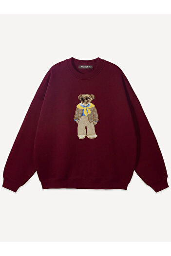 Mad&Calf Φούτερ Unisex Teddy Guy με στάμπα με λαιμόκοψη Oversize