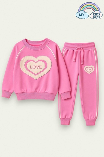 My Kids Wear Girl's Heart School Tracksuit - Love Patterned Age 3-10 12043