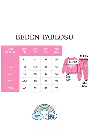 My Kids Wear Girl's Heart School Tracksuit - Love Patterned Age 3-10 12043