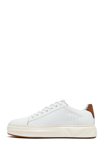 Derimod Men's White Lace-Up Thick Sole Leather Sneaker 25Wfd611618