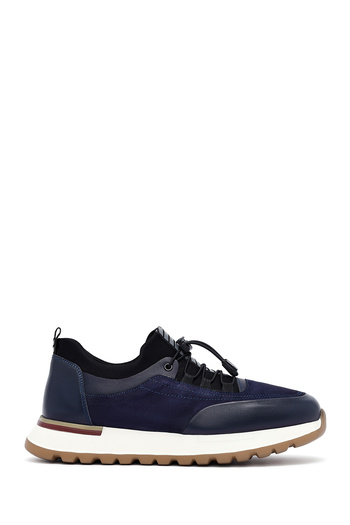 Derimod Men's Navy Blue Lace-Up Leather Sneaker 25Sfd641114