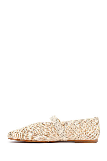 Derimod Women's Beige Straw Ballerinas 25Sfd551029