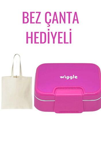 WİGGLE 1030ml Lunchbox New Collection Single Layer 2 Compartment Stainless Steel Lunch Box - with Cloth Bag as a Gift