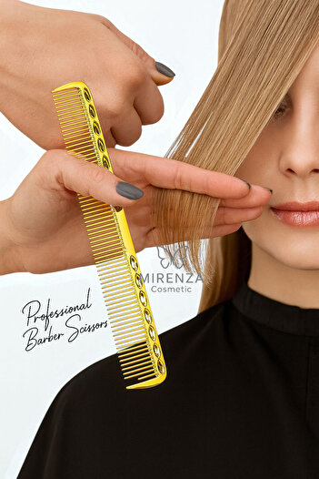 mirenza cosmetic Gold Aluminum Hair Cutting Comb Durable Lightweight Comb Professional Comb