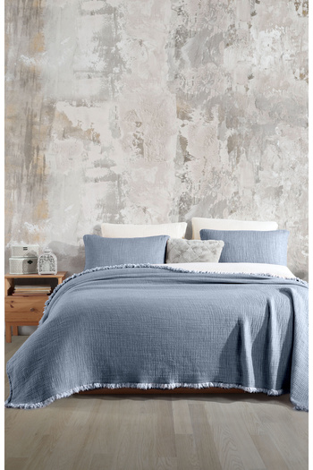 destinyhometex Indigo Blue 6 Layer Muslin Quilt / Double 220x240
