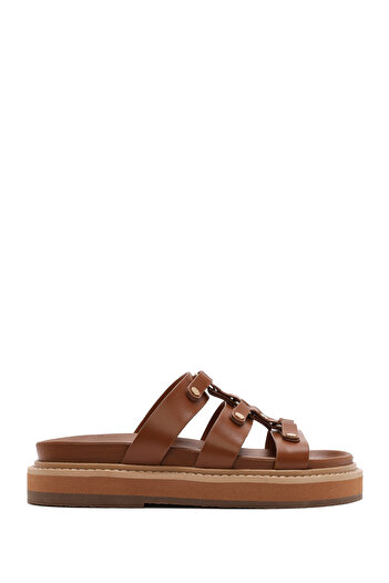 Derimod Women's Tan Thick Soled Slippers 25Sfe 400818