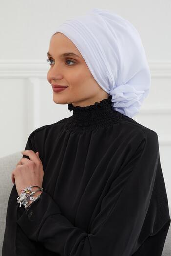 Aisha's Design Έτοιμο τουρμπάν με πλισέ σχέδιο από σιφόν, ht-31, ht-31, λευκό