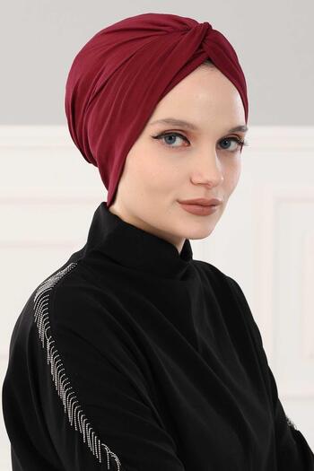 Aisha's Design Mihrace Χτενισμένο βαμβακερό καπέλο, B-4, Βουργουνδία