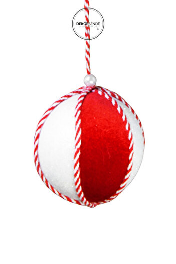 Dekorsende Christmas Ornament Rope Ribbon Ball Red White 10 cm