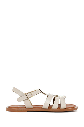 Derimod Women's Cream Genuine Leather Bodrum Sandals 25Sfd332018