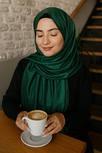 TAKIŞTIR Green Color Taffeta Shawl
