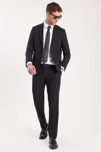 Tudors Men's Slim Fit Mono Collar Lycra Flexible Fabric Black Suit